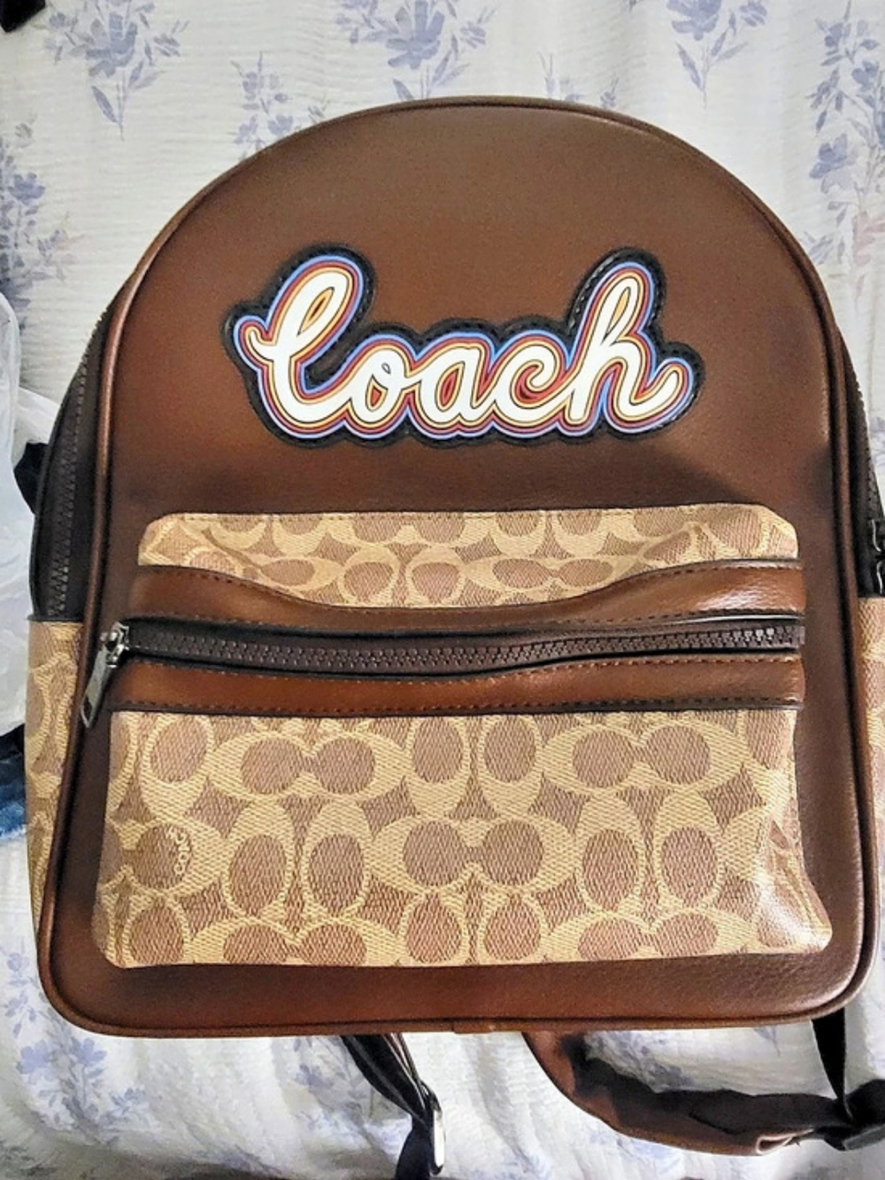 Coach Campus Backpack In Signature Canvas With Coach Patch Brown & Tan